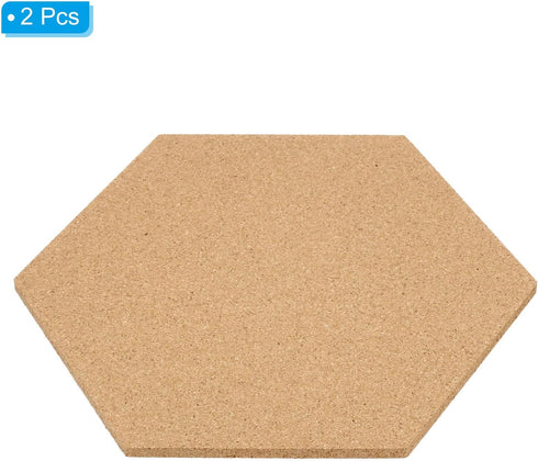PATIKIL 2 Pack 12x10" 1/4" Thick Self Adhesive Cork Board Tiles, Hexagon Bulletin Board Display for Home Office