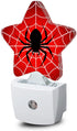 Halloween Red Spider Night Lights Plug Into Wall,Spiderweb Star Night Light for