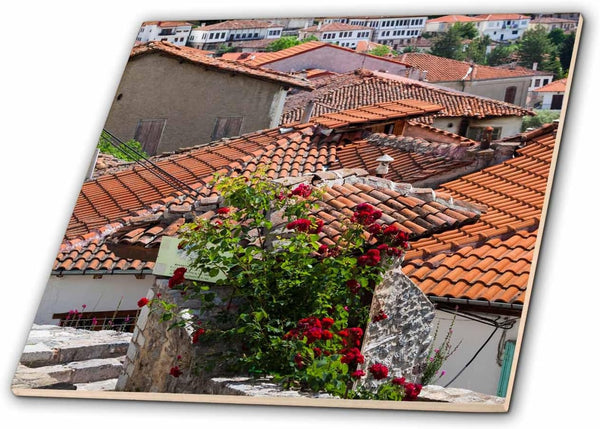 3dRose Greece, West Macedonia, Kastoria, Ottoman Houses 4 Inch Ceramic Tile