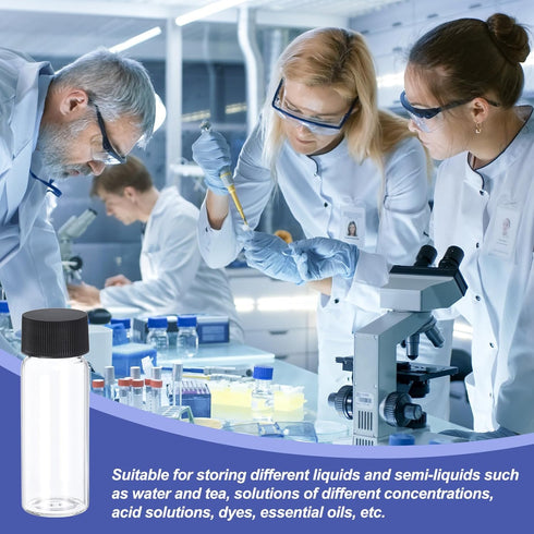 PATIKIL 30ml Clear Glass Vials, 25 Pack Sample Vials with Screw Cap, Leak-Proof Liquid Sample Glass Vial for Laboratory