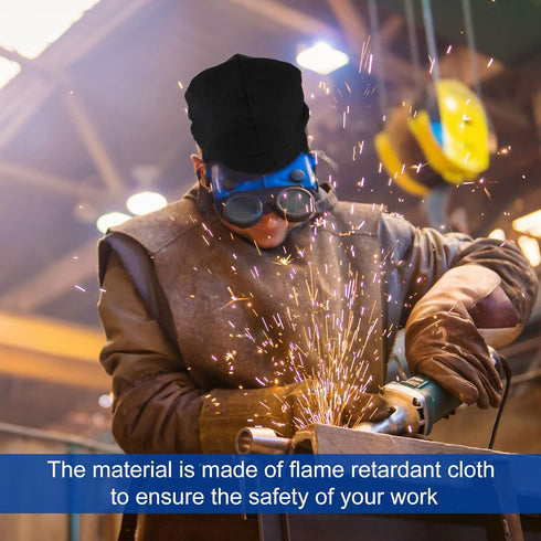 Macarrie 3 Pcs Welding Hats for Men Flame Resistant Cotton Welding Cap Mesh Inside Liner Welder Cap Low Crown for Welder Electrician Gas Station Matched with Most Welding Helmet(Plain Style)