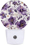GANTINIR Purple Flower Night Light Watercolor Floral Night Lights LED Lamp Round Plug
