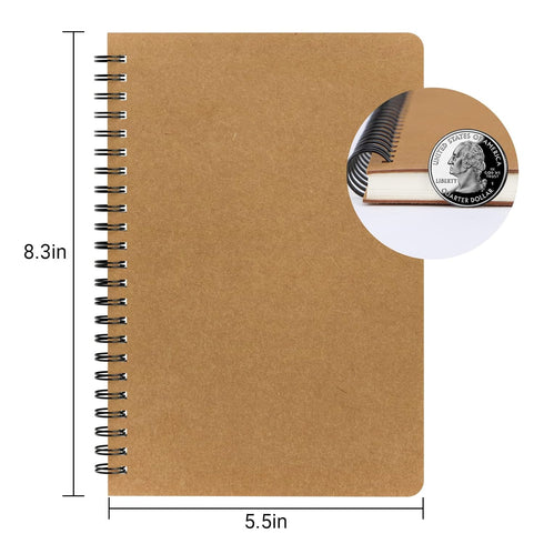 EUSOAR Dotted Spiral Notebook, A5 3Pack 5.5"x8.3" 120 Pages Hardcover Wirebound Spiral Notebook Journals, Sketch Notebook for Dot Grid Journaling, Making Graph, Drawing, Study notes, Creative Writing