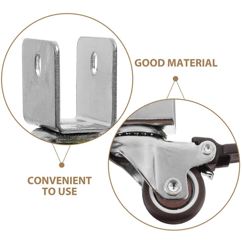4pcs 1-inch Set 16mm Didiseaon U-Shaped Universal Swivel Cabinet Wheels with Heavy Duty Plate Casters, Silent Furniture