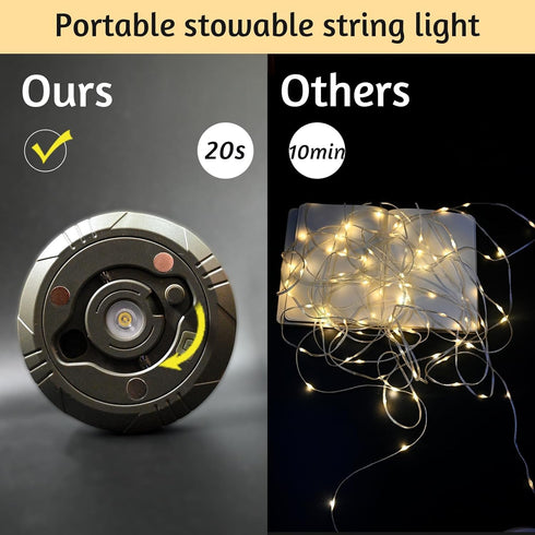 Janhaley 32.8ft 8 2 1 Camping String Lights, Portable Outdoor String Lights with Lighting Modes, Qucick Storage