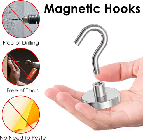 Magnetic Hooks Heavy Duty, 100 lbs Strong Hooks for Hanging, Pack of 8 Magnet with Hook for Cruise, Grill, Fridge