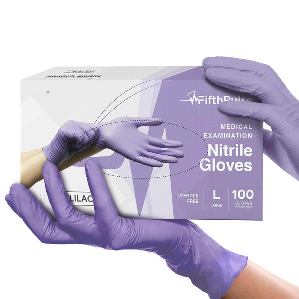 Lilac Nitrile Disposable Gloves - 100 Count Large 3 Mil Powder and Latex Free Surgical Exam Gloves