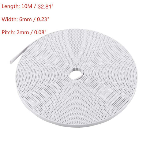CYTGOUPER 6mm 3D Belt,10m GT2 Timing Belt Printer White Steel Core Belt Industrial Synchro Machine Timing Belt