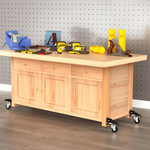 SOLEJAZZ Retractable Casters Kit, 720 LBS Heavy Duty Workbench Caster Wheels for Furniture