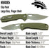 8Cr13MoV 3.63" Honey Badger Knives Large Clip Point Folding Pocket Knife - Steel, Blade, Green FRN Handle - Ball