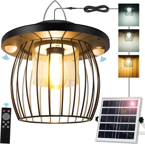 Solar Shed Lights with 2 Motion Sensors, Classic Metal Solar Chandelier Outdoor