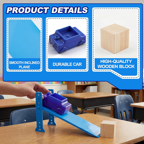 Teyva Daily 3 Pcs Inclined Plane Physics Teaching Kit Simple Machines Classroom Teaching Tool with Dynamics Car