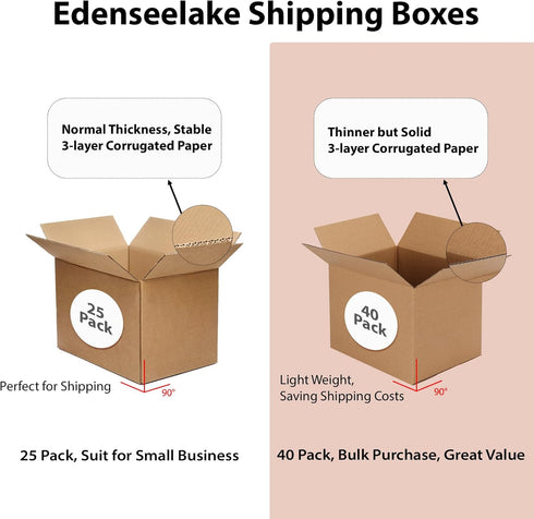 Edenseelake Shipping Boxes Small 4 x 4 x 4 inches, Cardboard Boxes, 25 Pack