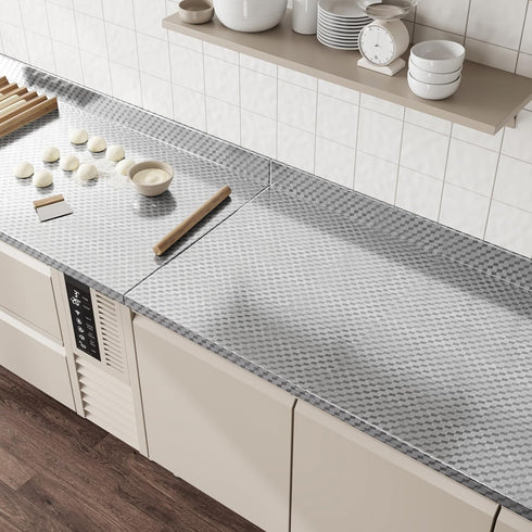 BESWEE 15.7''x315'' Countertops Stainless Steel Contact Paper for Appliances Stainless Steel Wrap for Kitchen Peel