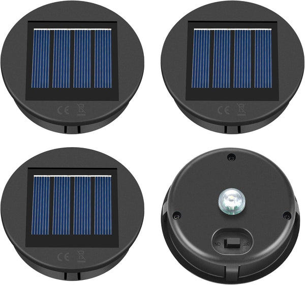 ELUTENG Solar Light Replacement Top, 4 Pack LED Lantern Light Lids, Outdoor Waterproof Replacement Solar Light Tops