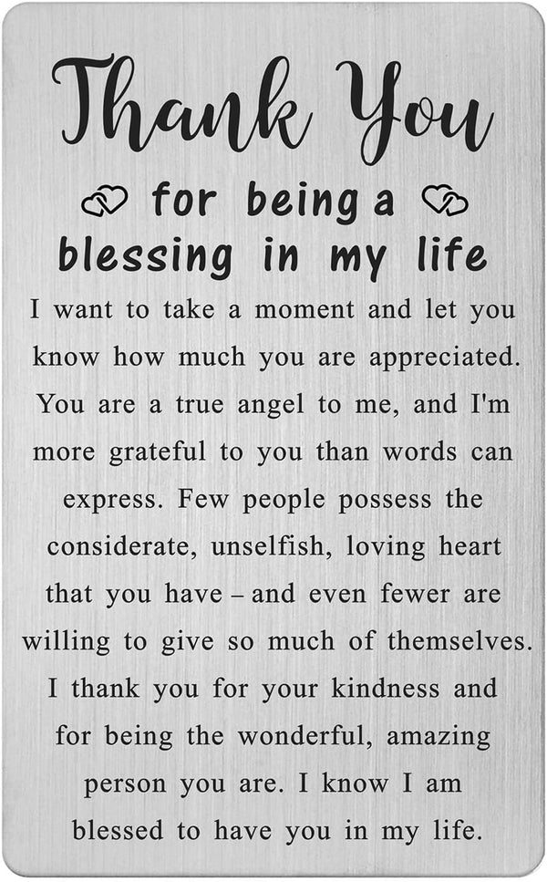 TGCNQ Metal Engraved Card - Thank You Gifts for Women Men -