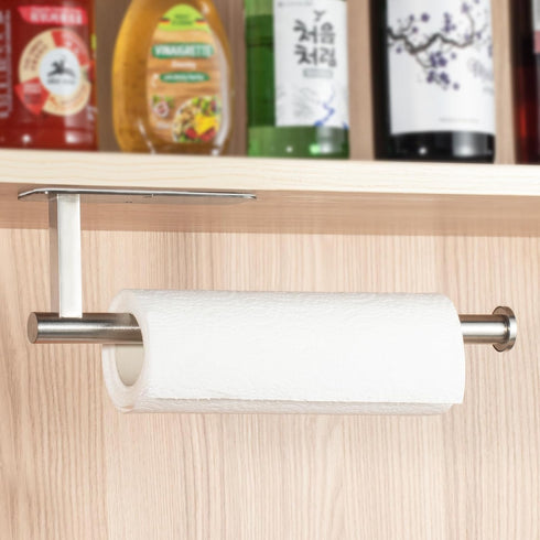 ASTOFLI Stainless Steel Paper Towel Holder, Under Cabinet 2 Pack, Self Adhesive Brushed Nickel Wall Mount