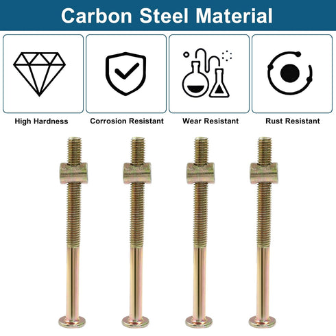 Biaungdo M8 100mm 8 x Bunk Bed Bolts, Hex Drive Socket Furniture Barrel Screws Bolt Nuts Furniture Crib Baby Bed Bolt