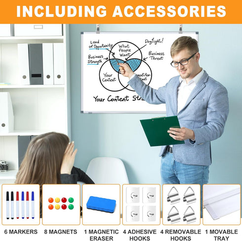 H-Qprobd White Board Dry Erase, 18"x24" Wall Mounted Magnetic Whiteboard with Aluminium Frame for Home Office