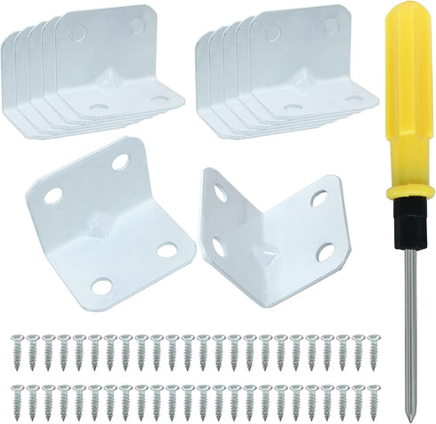 Seimneire 4 1x1x1.26inch 90 12Pcs White Metal Corner Bracket, Holes L Shape Corner Brace, Degree Right Angle Bracket