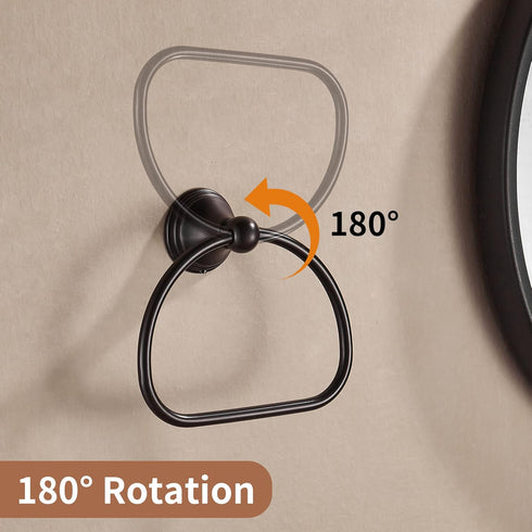 WOLIBEER Bronze Towel Ring, Bathroom Hand Towel Holder, Round Wall Mounted Bath Accessories