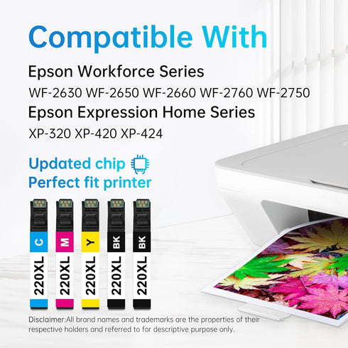 LEMERO Remanufactured 220XL Ink Cartridges for Epson 220, 10 Pack (4 Black, 2 Cyan, 2 Magenta, 2 Yellow)