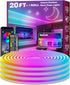 FBZ 20Ft Led Rope Lights, Flexible Neon Lights Control with App/Remote, Multiple Modes,