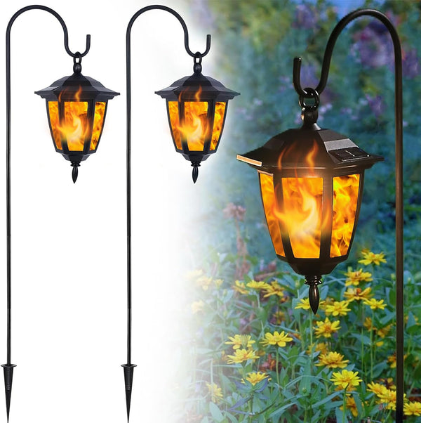 Dynaming 2 Pack Solar Flame Hanging Lights Outdoor, Halloween Solar Flickering Flame