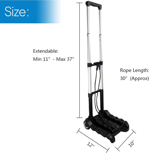 RMS Folding Luggage Cart - Lightweight Aluminum Collapsible Dolly for Travel, Moving, Office Use