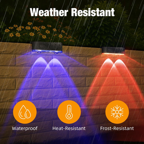 2 Pack Peasur Solar Fence Lights Outdoor RGB, Step Light Solar Powered, Waterproof LED Deck Lights for Stairs Railing