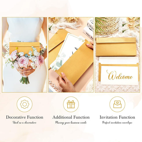 TaoBary 200 Pcs #10 Gold Envelopes, Self Adhesive Business Envelopes for Cash, Office Checks & Letter Mailing
