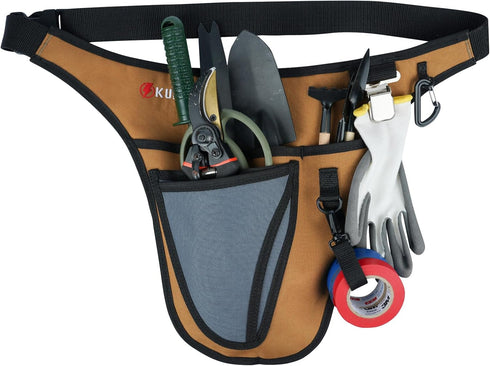KUNN Garden Tool Waist Belt, 4 Deep Pockets Tool Apron for Gardening, Electricians, Florists, Plumbing