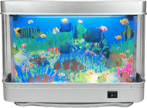Tokenkuko Fake Motion Fish Tank Mini Aquarium, Artificial Tropical Decorative Lamp Night Light