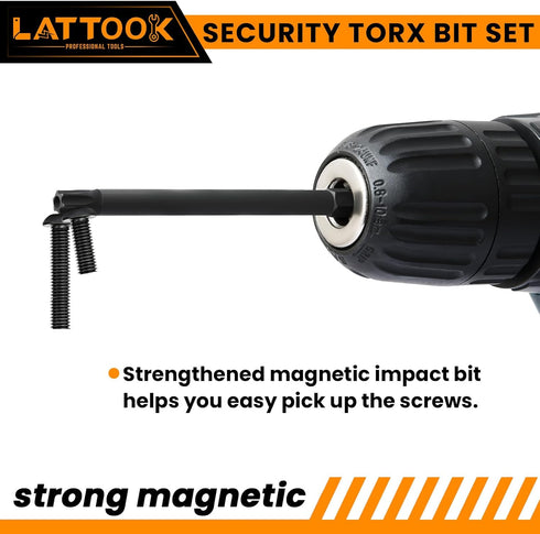 LATTOOK 13-Piece Torx Bit Set, Security Tamper Proof Star Bits Set, Magnetic S2 Steel, 4'' Long, T5 - T40