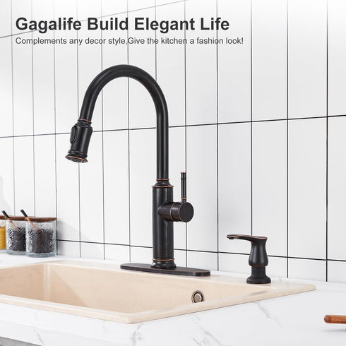 40" GAGALIFE Kitchen Sink Soap Dispenser Oil Rubbed Bronze, Under Sink Soap Dispenser with Silicone Extension Tube