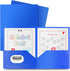Dunwell Plastic Folders with Pockets, 3 Pack Blue, 2 Pocket Poly Folders for School, Home, Office