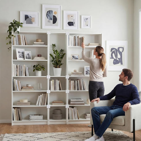 8 Pack Seamless Fuutreo Bookcase Connector Compatible with IKEA Billy Bookshelf, Shelf Aligner and Straightener