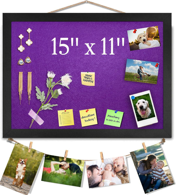 Purple Bulletin Boards Cork Board with Felt, 15"x11" Small Display Pin Board for Walls and Photos