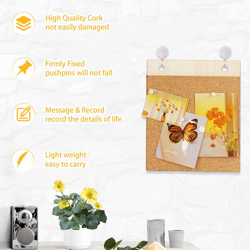 Trycooling Mini Hanging Cork Board, Small Desktop Bulletin Board for Home Office School, Tack Message Memo Picture Board