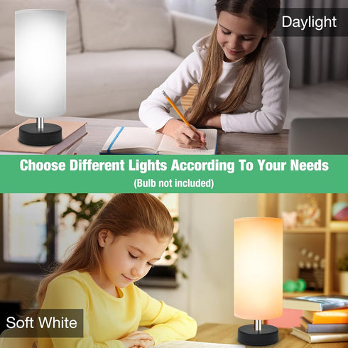 11.4 Inch 2 Pack DEGNJU Small Lamp for Bedroom, Bedside Lamps for Night Stands, Mini Minimalist Table Lamp with Round