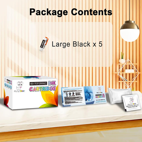 Miss Deer 5-Pack Compatible 250 PGBK Ink Cartridges Replacement for Canon PGI-250XL High Yield