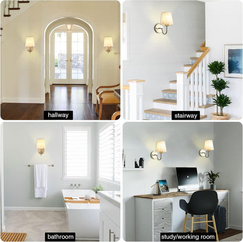 1 Pack E26 Bulb LASENCHOO Gold Wall Sconce, Modern Sconces Wall Lighting Vintage Wall Light Fixtures with Fabric