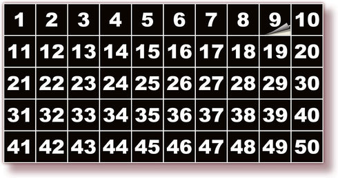 iSYFIX Black Consecutive Number Stickers 1 to 50, 1-inch Vinyl Self Adhesive Premium Decal for Inventory, Storage,
