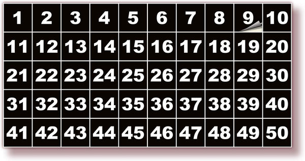 iSYFIX Black Consecutive Number Stickers 1 to 50, 1-inch Vinyl Self Adhesive Premium Decal for Inventory, Storage,