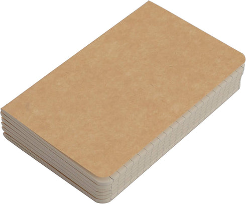 TWONE Pocket Notebook, 6 Pack Softcover Mini Notebooks 3.5" x 5.5" Kraft Brown Small Memo Notepad for Men Women Kids