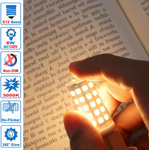 E12 C7 Bulbs Kx-2000 60 3000k T6 110V 120V E12 Bulbs 6W Lamp,550 lm(5Pack) Ziomitus LED Candelabra Light Chandelier