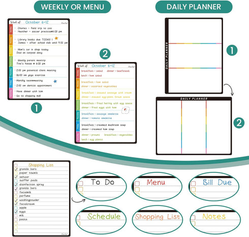 CLEVER CLEAN Magnetic Dry Erase Monthly Calendar Set, 14.5"x11" Monthly Calendar with 6 Extra Fine Point Markers