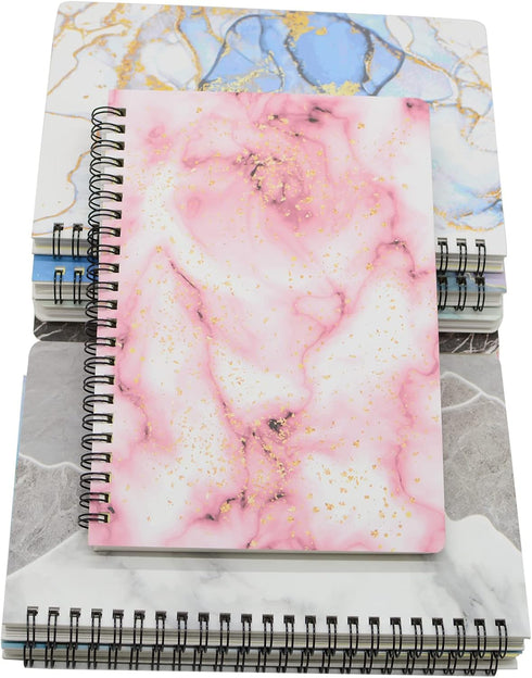 Yansanido Spiral Notebook – 8 Pcs A5 Marble Design, Thick Hardcover, 80 Sheets, 160 Pages, College Ruled Journals
