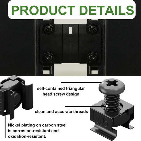120Pcs M6 x 16mm Rack Mount Cage Nuts, Screws, Washers, and Self-Locking Cable Ties for Server Cabinets