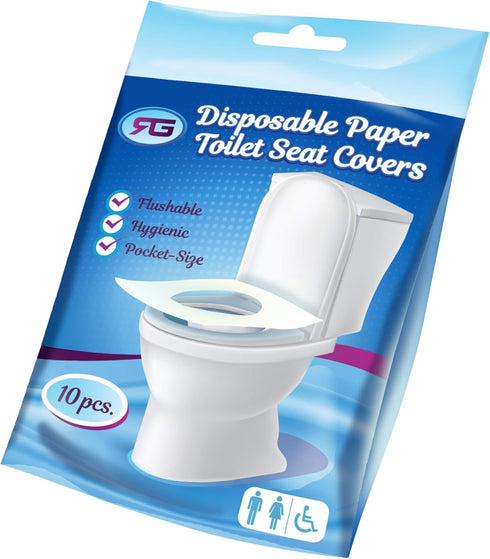 Rockland Guard Toilet Seat Cover - Flushable & Disposable for Bathroom - Travel Essentials for Kids & Adults, 50-Count